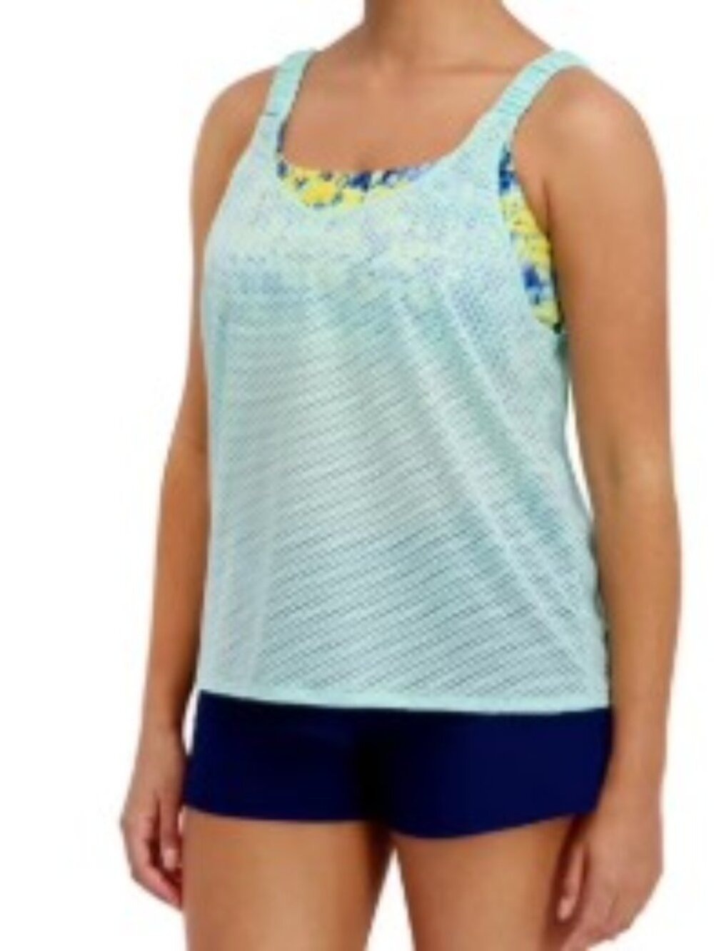 ZeroXposur Women’s 2 Piece Layered Tankini Set Turquoise Blue Multiple Sizes